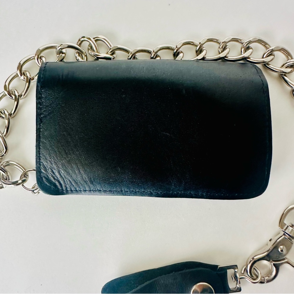 Genuine Leather Card & Key Holder w 20” Stainless Chain - Picture 4 of 6